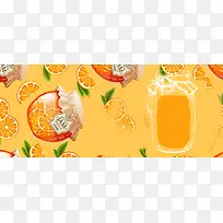 果汁卡通橙色海报背景banner