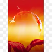 红色飘带签到指示牌背景素材