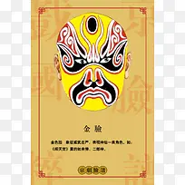 中国戏曲脸谱金脸学习海报