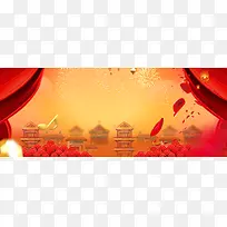 新年开门红吉祥烟花黄色banner