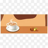吃货美食节咖啡手绘棕色banner