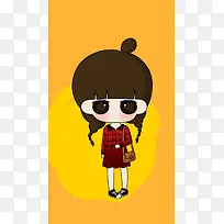 清新动漫少女H5背景