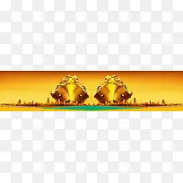 商务 金元宝 金钱 海报背景 霞光