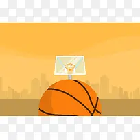 卡通质感篮球球场激情球赛城市背景素材