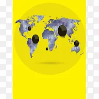 创意不规则纹理中国地图黄色商务封面背景