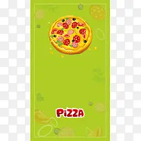 绿色卡通披萨食材H5背景素材