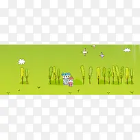 卡通清新树林背景banner