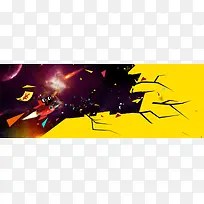 天猫双十二大促新年火箭裂纹碎片背景banner