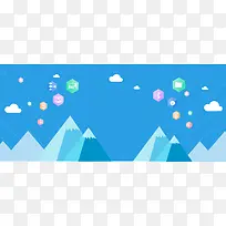 数据扁平蓝色海报banner背景