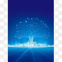 蓝色科技树海报背景素材