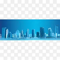 城市大气宏伟蓝色渐变背景