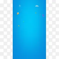 蓝色彩带热气球泡泡海洋背景