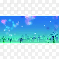 蓝色手绘合成海报背景