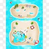 手绘创意夏日海上夏令营海报背景素材