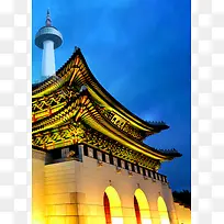 韩国旅游海报背景素材