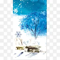 冬日雪景H5背景