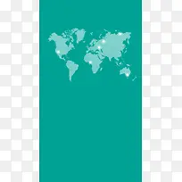 绿色扁平世界地图标注H5背景素材