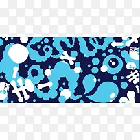 蓝色个性时尚手绘涂鸦banner