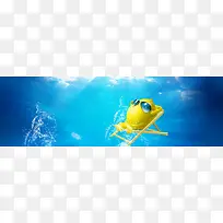 海洋卡通柠檬蓝色海底背景