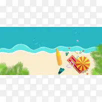 你好七月夏日促销卡通彩色海报背景
