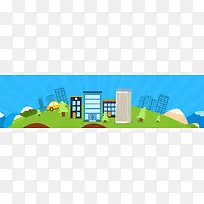 卡通手绘城市海报banner背景