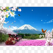 樱花旅游海报背景素材