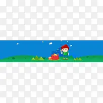 投资理财卡通蓝色绿色海报banner
