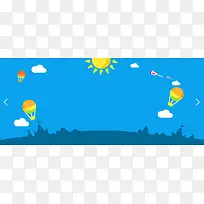 淘宝促销卡通蓝色海报banner背景