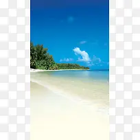 蓝色简约沙滩风景H5背景素材