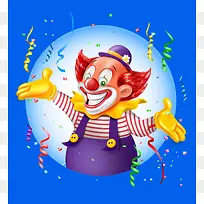 矢量马戏团儿童小丑贺卡生日庆祝海报背景
