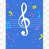 卡通手绘音符音乐节宣传海报背景素材