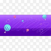 电商线条热气球渐变紫色banner