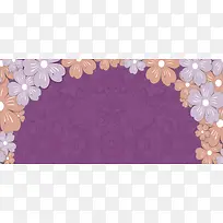 花瓣婚礼纹理卡通紫色banner背景