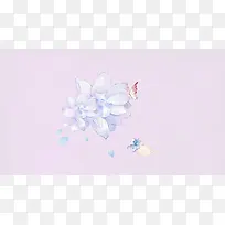 粉嫩唯美花朵蝴蝶插画背景素材