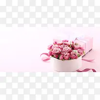 浪漫温馨粉红玫瑰花海报背景