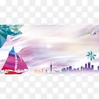 金属质感纹路扬帆主题海报素材
