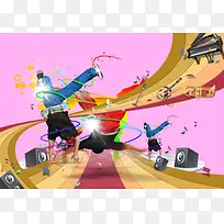 热情潮流街头音乐文化背景素材