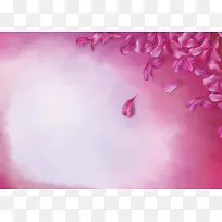手绘爱情花瓣粉紫色海报