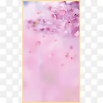 粉色樱花花瓣梦幻PSD分层H5背景素材