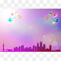 城市剪影渐变社区活动背景