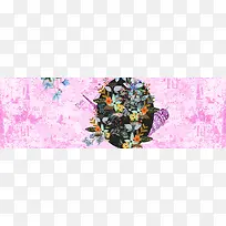 淘宝紫色花卉夏日活动热烈高贵banner