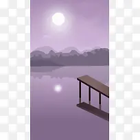 紫色矢量朦胧夜景背景