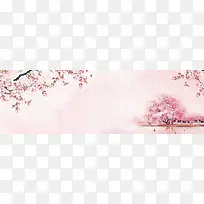 粉色手绘桃花海报