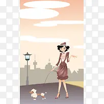 宠物狗与贵妇人海报背景