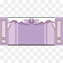 紫色浪漫时尚花纹条框背景