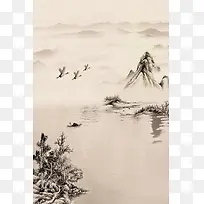 中国风水墨画古韵平面广告