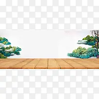 中国风传统美食促销banner背景
