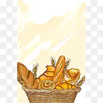 矢量卡通手绘面包美食面食背景