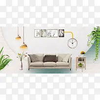 简约家装节家具海报banner背景