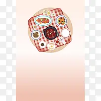 扁平化美味中餐食物海报背景素材